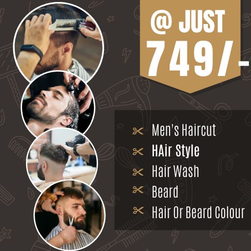 @ 749/- : Men Hair Cut / Hair Wash / Hair Styling / Beard / Hair or Beard Colour